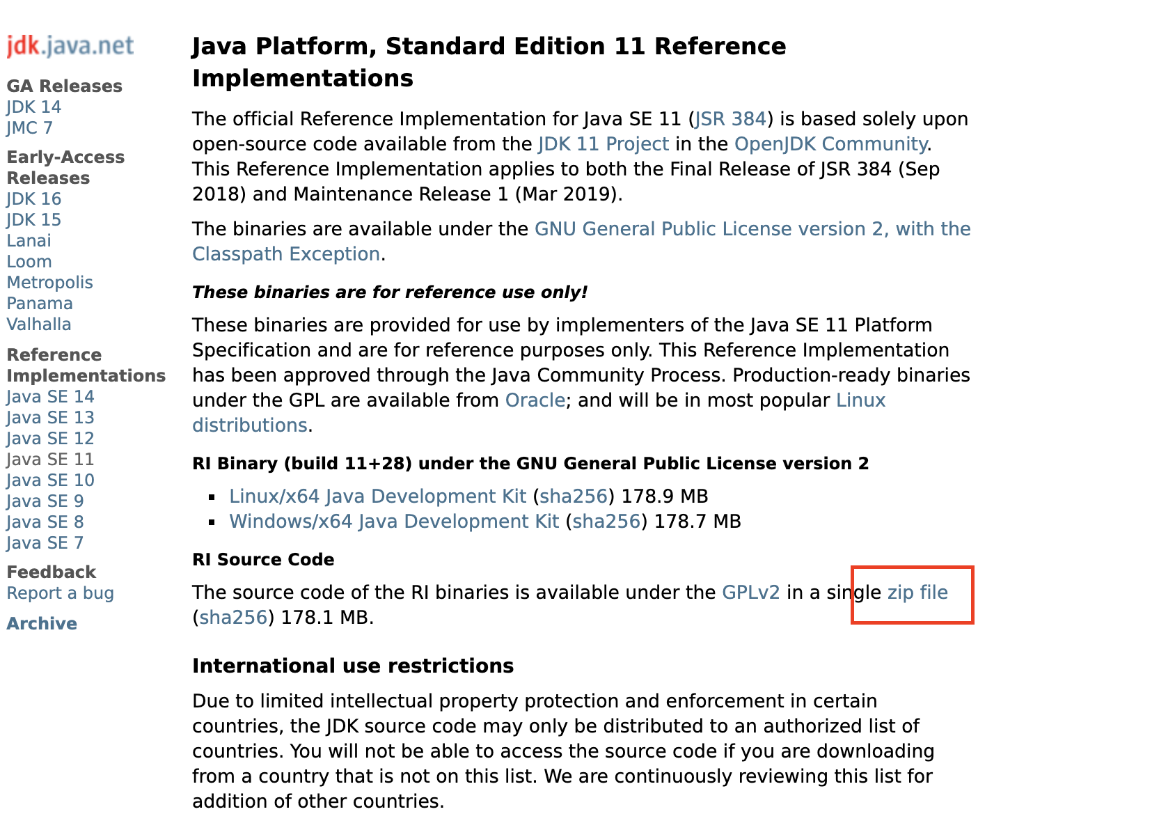 从 openjdk 网站下载获取